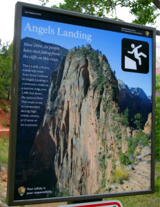 Trailhead Warning Sign Angel's Landing