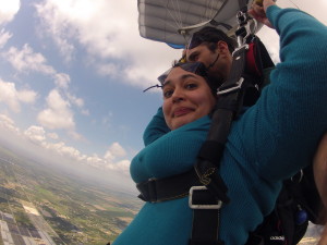Parachuting after skydiving